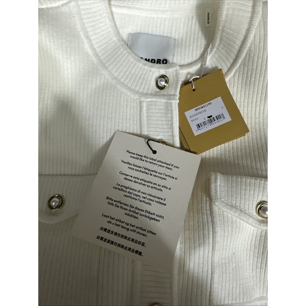 Sandro Octavie Cardigan Ivory NWT MSRP $515 size 1 Or US size 2 XS - Picture 7 of 9
